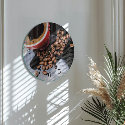 Wanduhr rund Tasse Kaffee