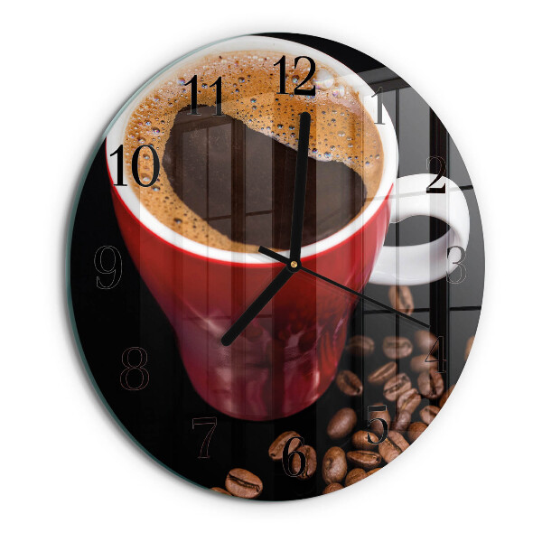 Wanduhr rund Tasse Kaffee