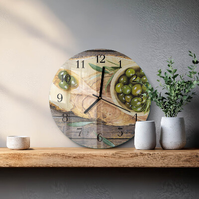 Wanduhr rund Olivenholz