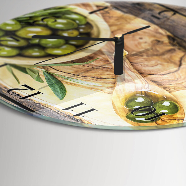 Wanduhr rund Olivenholz