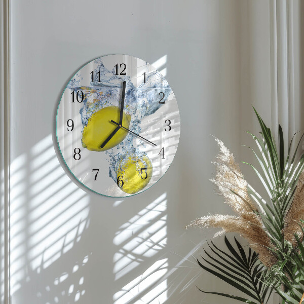 Wanduhr rund Zitronen in Wasser