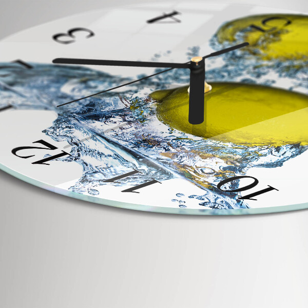 Wanduhr rund Zitronen in Wasser