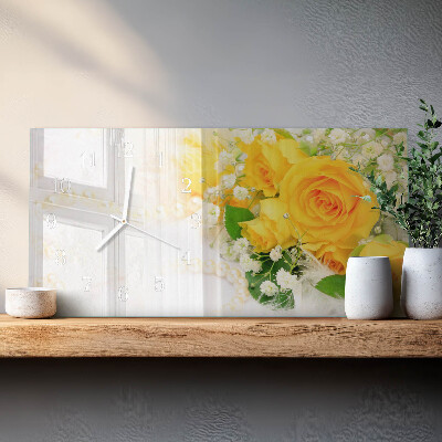 Horizontale Uhr Blumen