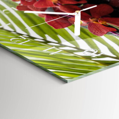 Horizontale Uhr Blumen und Steine