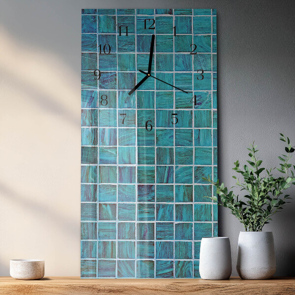 Vertikale Uhr Blaue Fliesen