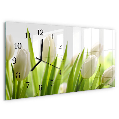 Horizontale Uhr Weiße Tulpen