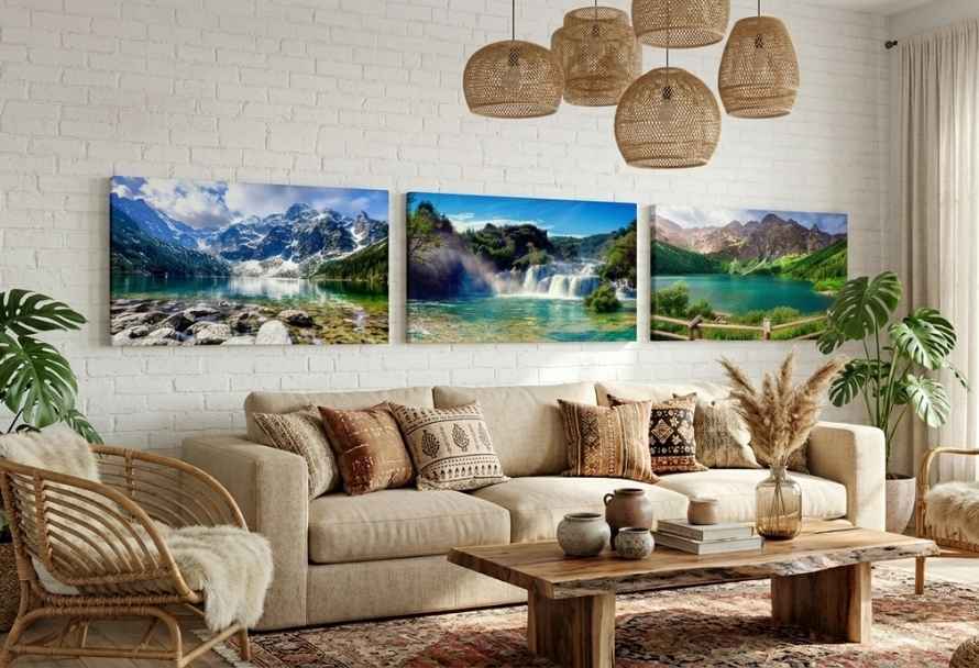Galeriewand im Wohnzimmer – wie kann man Bilder mit unterschiedlichen Motiven zu einem stimmigen Ganzen kombinieren?